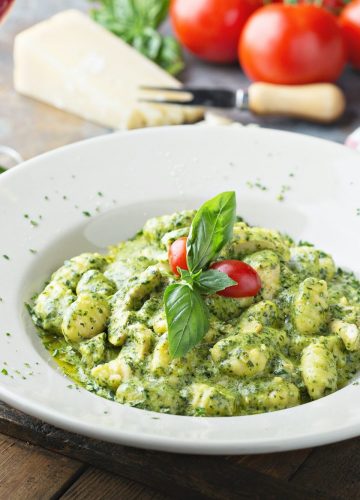 Freshly made cavatelli with pesto sauce